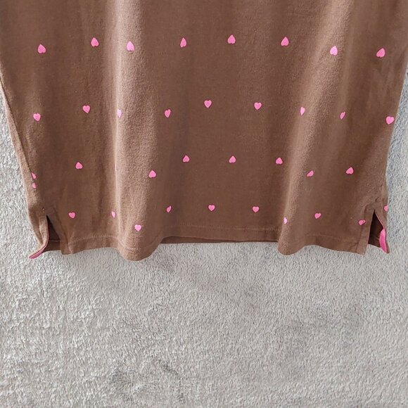Vintage GAP Brown Polo Top Pink Heart Print Girls Size Large - Picture 8 of 8